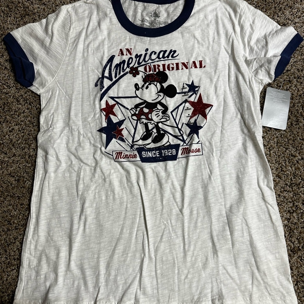 Disney Womens Minnie Mouse White and Blue T-Shirt